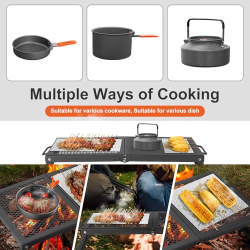 Portable Folding Charcoal Grills for Outdoor Cooking Bonfire BBQ (set2)
