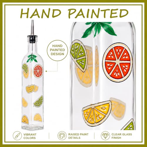 17oz Hand Painted Glass Olive Oil Bottle (eggplant)