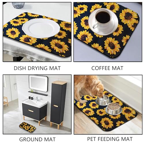 Sunflower Dish Drying Mat (47" x 47")