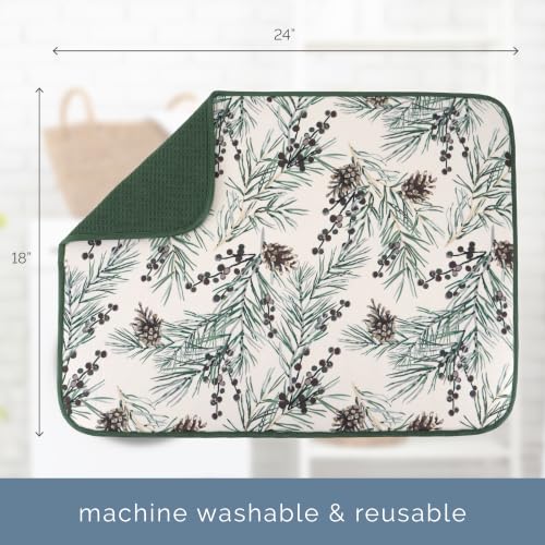 Dish Drying Mat (Green Pinecones / 18" x 24")
