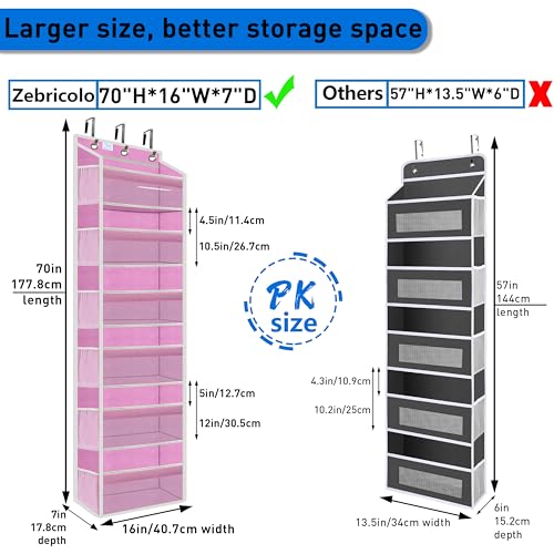 Over the Door Organizer Storage 6 Tier (over door organizer-Pink)