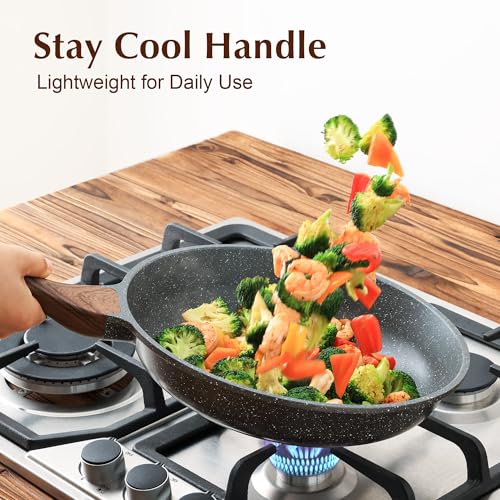 10inch Nonstick Frying Pan Chef's Pan with Glass Lid