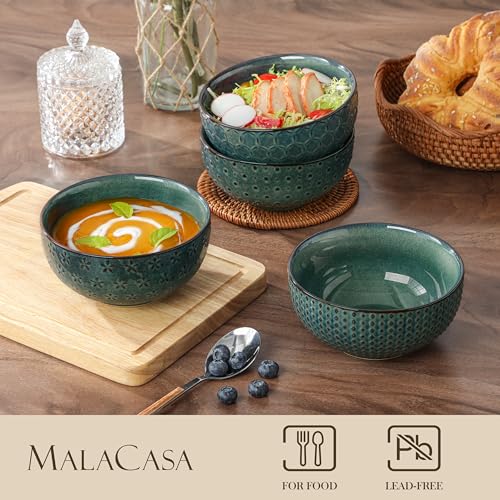 Cereal Bowls 30 Ounce Ceramic Green Soup Bowl for Kitchen (30 OZ / Green)