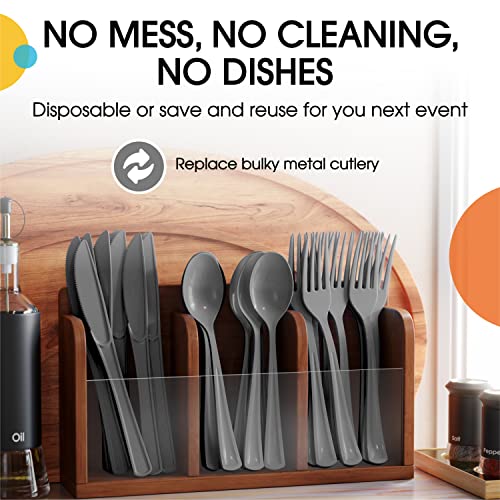 Party Solids Silver Plastic Spoons 200 Pieces Silver Spoons Disposable Utensils Heavy Duty Plastic Cutlery Set Disposable Cutlery Sets Flatware Sets Silverware Set Party Supplies & Party Tableware (Silver / Spoons)