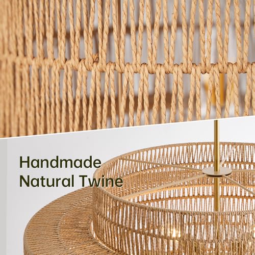 30" Rattan Chandelier for Dining Room (Brown / 30” 8-Light)