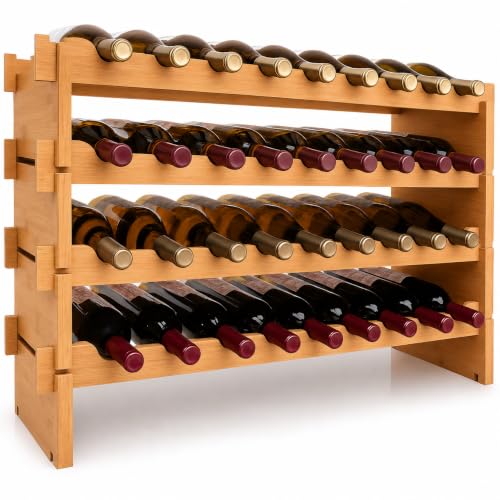 36 Bottle Wine Rack Stackable Bamboo Freestanding (36 Bottle)