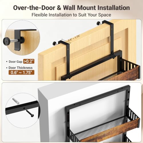 2 Pack Over the Door Pantry Organizer (Black-2P 6-Tier)