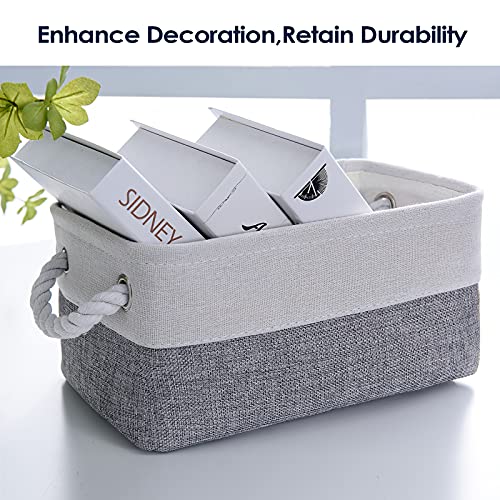 Small Storage Baskets for Organizing (White&Grey / 6PCS/Small -11.8Lx7.9Wx5.2H)