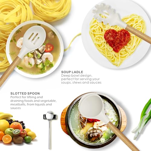 Silicone Cooking Utensils Set (Cream White)