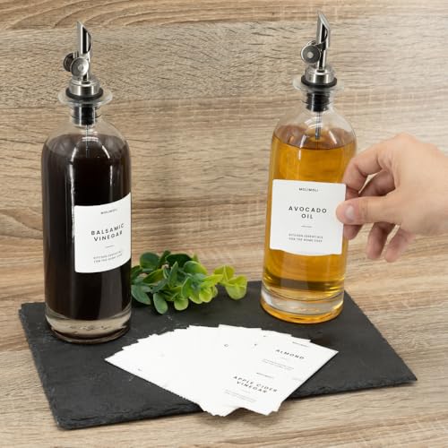 Oil and Vinegar Dispenser with Metal Pour Spout (500ml, Set of 2 Bottles / Silver)