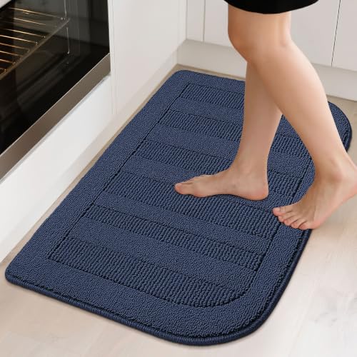 24x36 Inch Kitchen Rugs Non Slip Washable Sink Rug (2' x 3' (Semicircular) / Navy Blue)