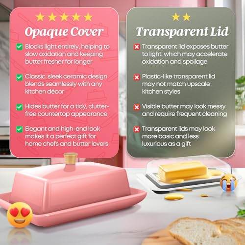 Extra Large Ceramic Butter Dish with Lid (Pink / Extra Large)