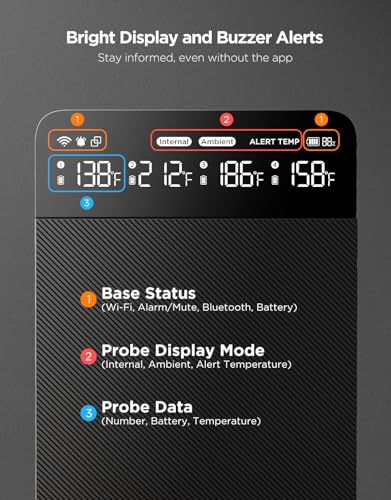 Smart Wireless Meat Thermometer Digital 4 Probes with App Alarm (4 Probe)