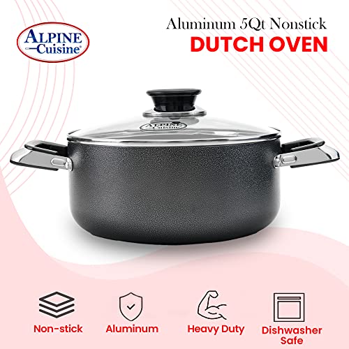 5 Quart Non stick Stock Pot with Tempered Glass Lid and Carrying Handles (5-Quart Stock Pot / Standard Packaging)