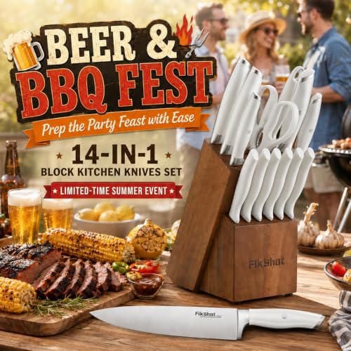 14 Piece Knife Set (White)