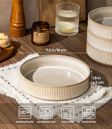 7.5 Inch Pasta Bowls Set of 4 (Set of 4 / Cappuccino)