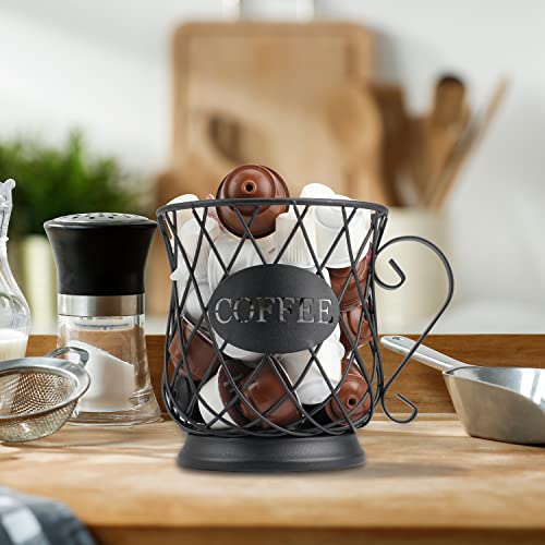 K Cup Holder Coffee Pod Holders for 35 Kcups Keurig Storage Organizer Coffee Bar Accessories for Counter (Matte Black / Medium for 35 kcups)