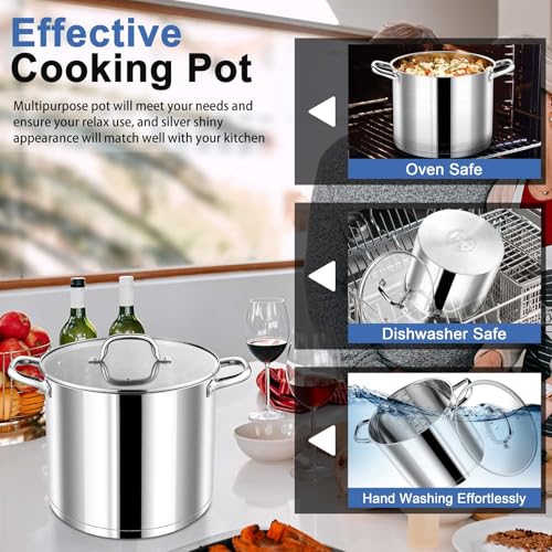 12 QT Stainless Steel Stock Pot with Lid (12 Quarts)
