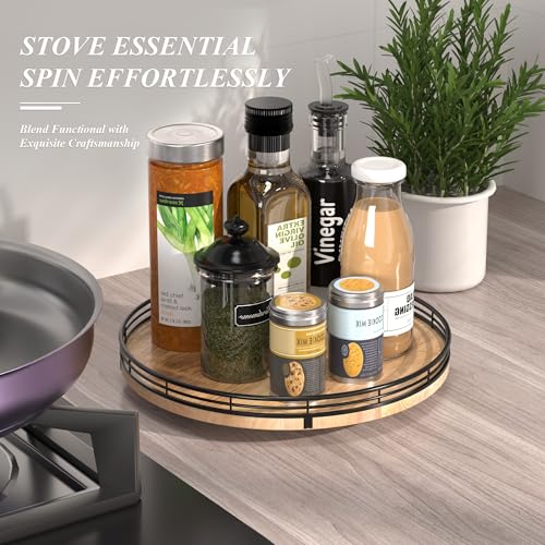 12 Inch Farmhouse Oak Lazy Susan Organizer
