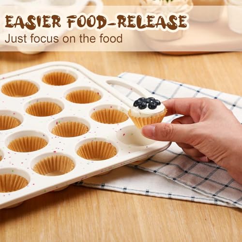 2 Silicone Muffin Pans with 200 Liners (24-cup Mini)