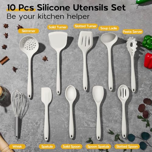 Kitchen Cooking Utensils Set of 10 (White)