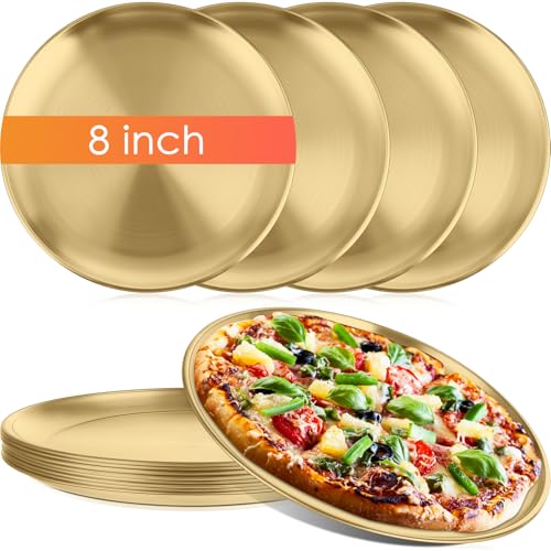 8 Pieces Gold Pizza Pans 8 Inch Bakeware (8 Count)