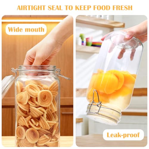 78oz Glass Storage Jars with Airtight Lids Set of 3 (78oz*3-square)