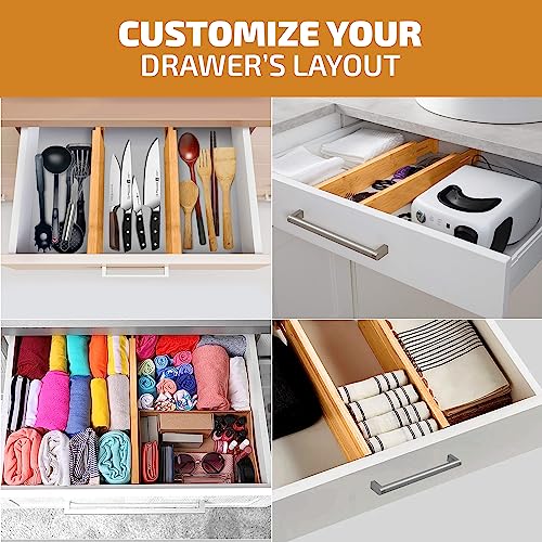 4 Pack Bamboo Drawer Dividers (Bamboo / 2.6-Inch High (4-pk))