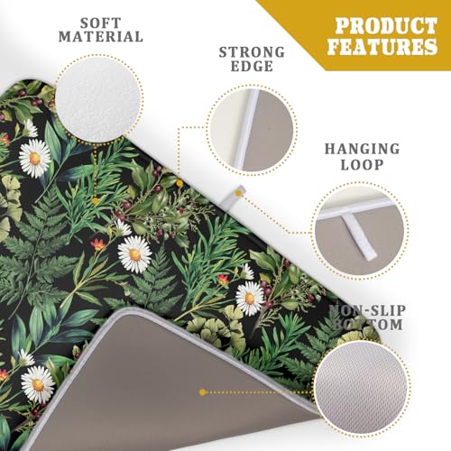 Green Botanical Dish Drying Mat 18x24 Inch Plant Leaf Fast Dry Dish Drainer Rack Mats Absorbent Microfiber Protector for Countertops Sinks (Green Botanical / 24" x 18")