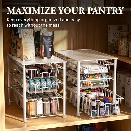 Stackable 3 Tier Sliding Basket Organizer Drawer (3-tier / White)