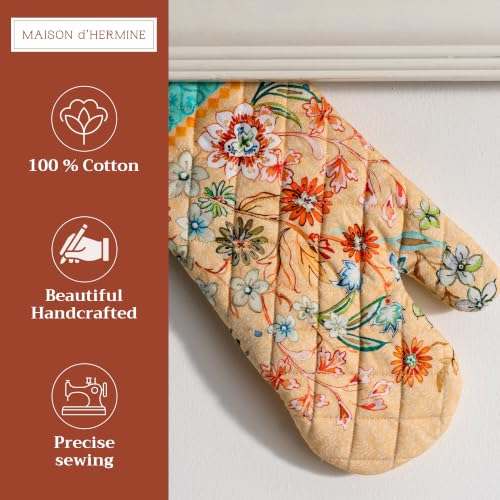 Maison d'Hermine Oven Gloves 100% Cotton Oven Mitt (041 - Luxury Loft - Peach / 7.5" x 13" (Oven Mitt))