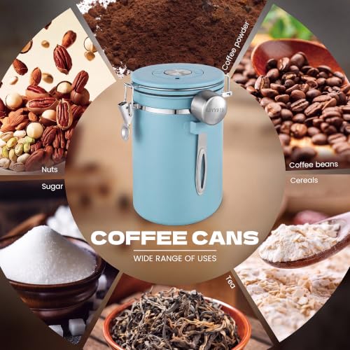 22 OZ Airtight Coffee Canister Stainless Steel (Blue / 22 oz)