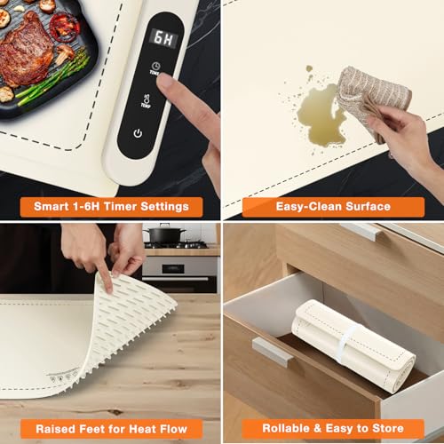Extra Large Warming Mat for Food (XX Large Size: 36"x16" / Beige)