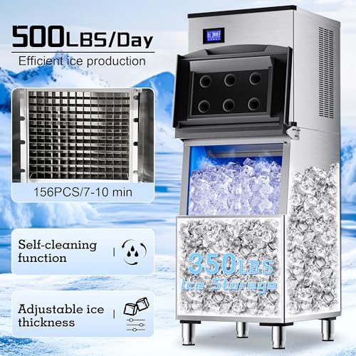 Commercial Ice Maker 500LB (500LBS/24H-156 Ice Cubes / large ice maker)