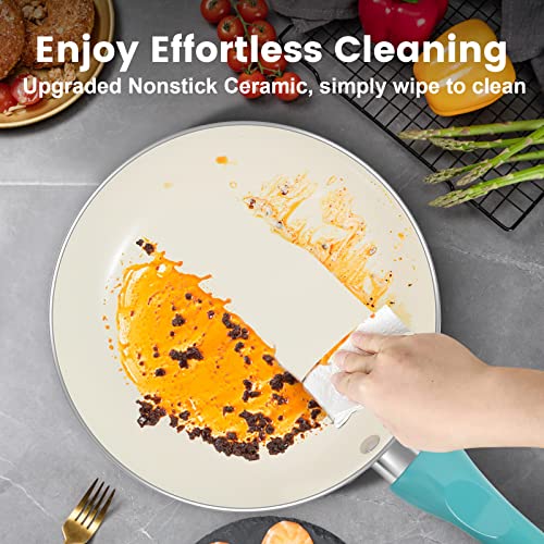 Pots and Pans Set Non Stick (Turquoise / 11 Piece)