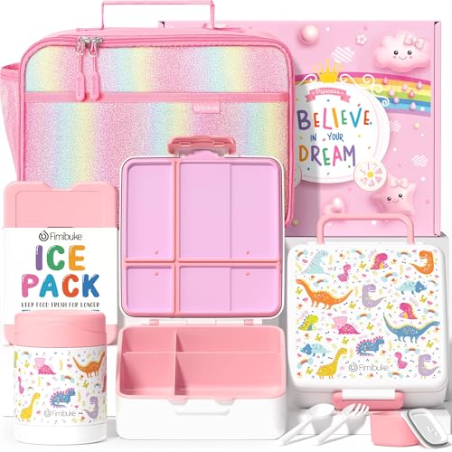 Kids Bento Snack Lunch Box with Thermo Insulated Toddler Lunch Bag