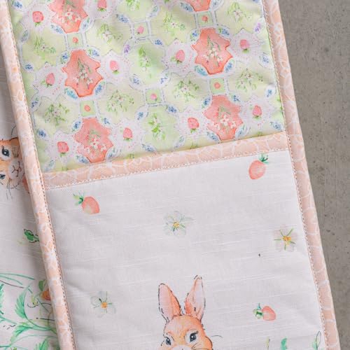 Double Oven Mitts 100% Cotton Double Oven Glove (013 - Bunny Party / 7" x 35" (Double Oven Mitt))
