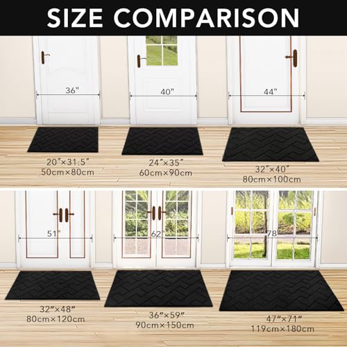 Front Door Mat Outside Entrance (Black / 59" x 36" (Rectangular))