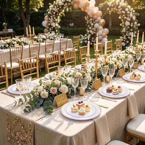 102 Pcs Gold Plastic Plates (102 Pieces / Gold)