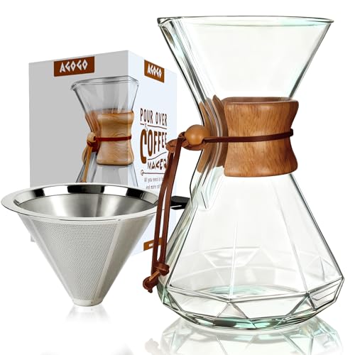 Pour Over Coffee Maker Set (Diamond Design / 34 Ounces)