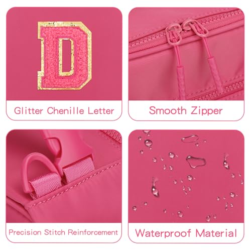 Initial Insulated Lunch Bag for Girls Kids (Rosy Red / D)