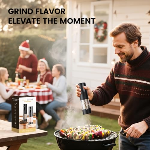 Electric Salt and Pepper Grinder Set (Black/Black)