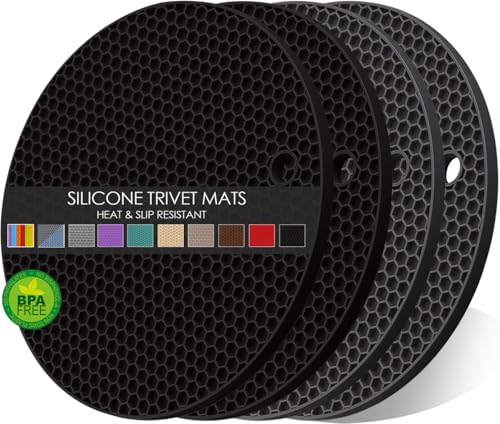 4 Pack Silicone Trivets for Hot Pots and Pans (4 Count)