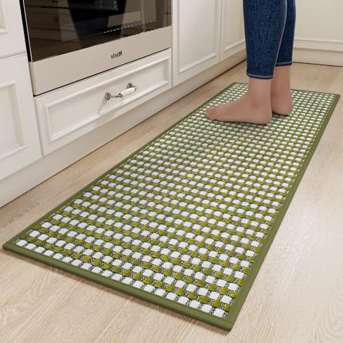 Kitchen Rugs Kitchen Mats for Floor Non Slip Washable Blue 17" x47 (5.365 Sq Ft)