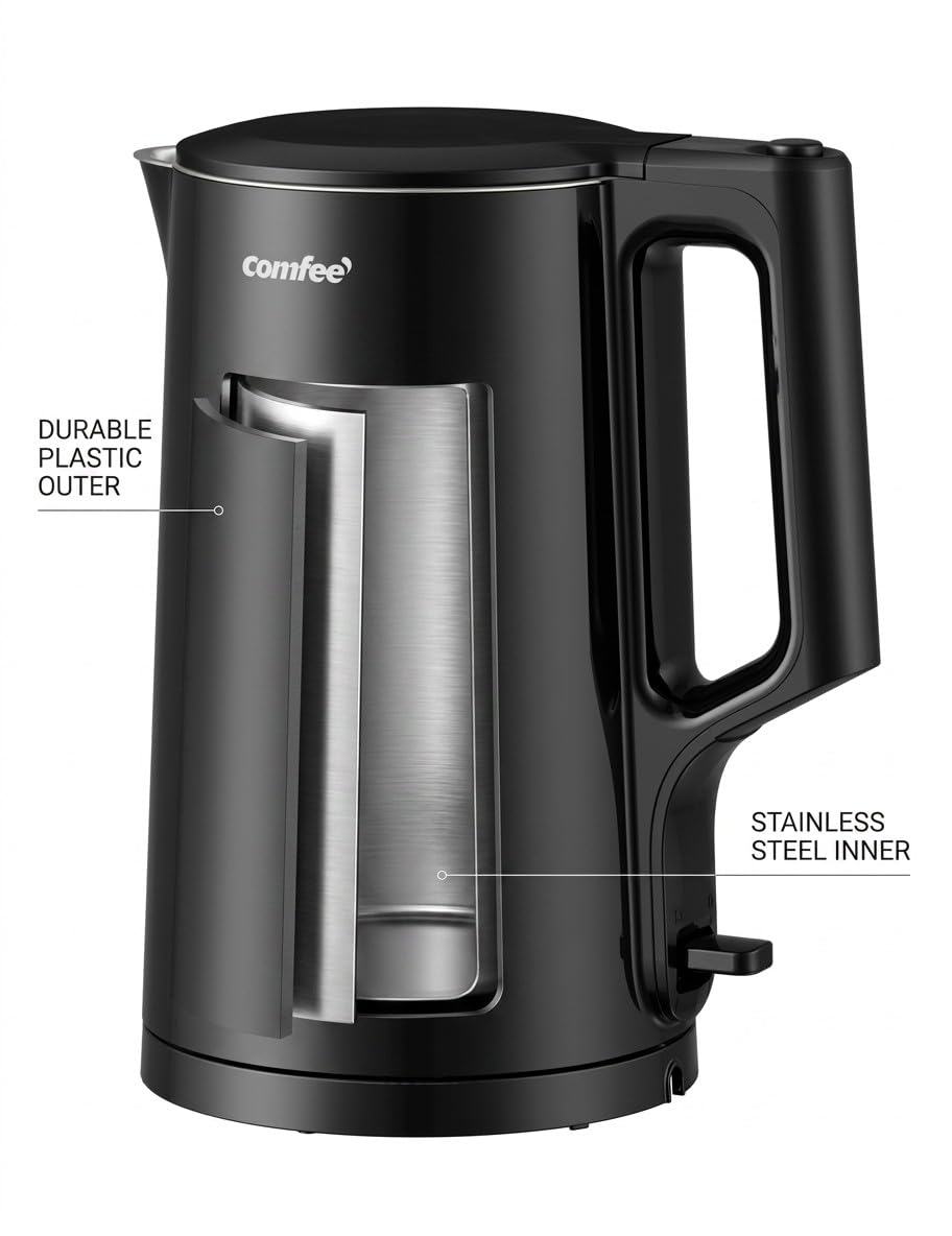 COMFEE Electric Kettle (Black / Double Wall)