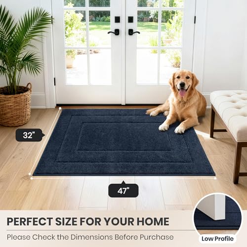 Dirt Trapping Door Mat Indoor Entrance (Navy Blue / 32" X 47" (Rectangular))