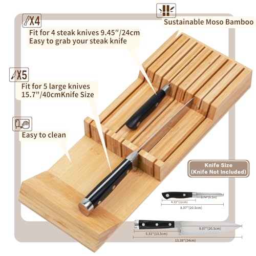 Knife Drawer Organizer (Natural / 9 Holder)
