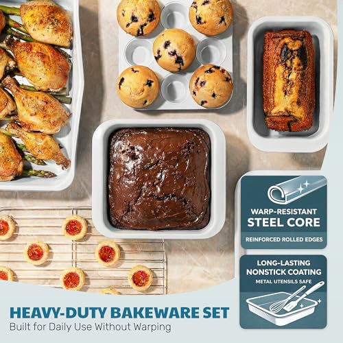 Nonstick Bakeware Set 6 Pc Stackable (Blue / Gray)