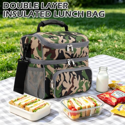 Double Layer Cooler Insulated Lunch Bag Adult Lunch Box Large Tote Bag for Men