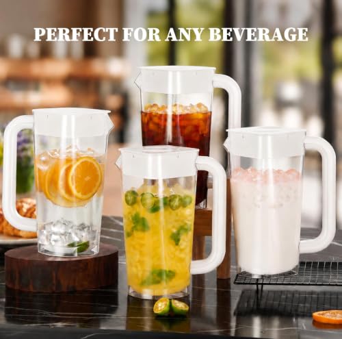 4Pk 2L 68oz Plastic Pitcher w (White-4pack)